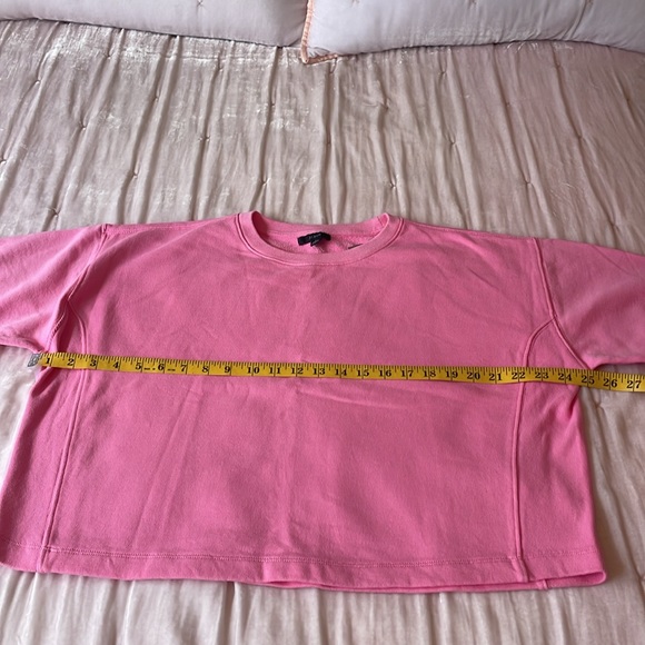 NWT J. Crew University Terry Cropped Crewneck Sweatshirt - Size Small pink - Picture 7 of 12